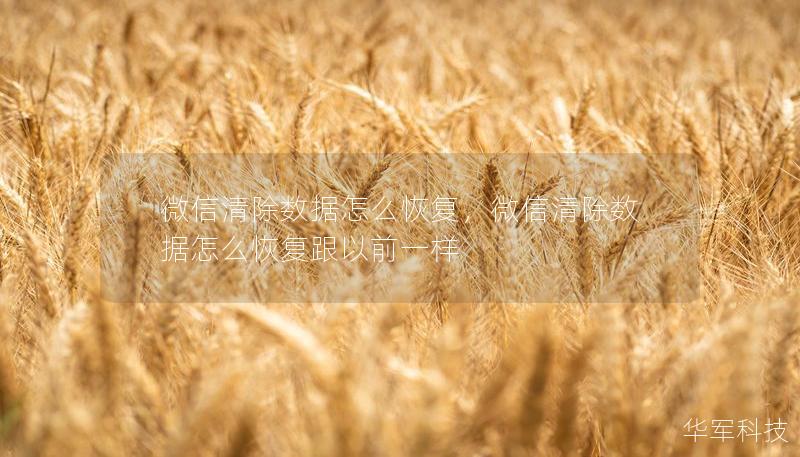 微信清除数据怎么恢复，微信清除数据怎么恢复跟以前一样