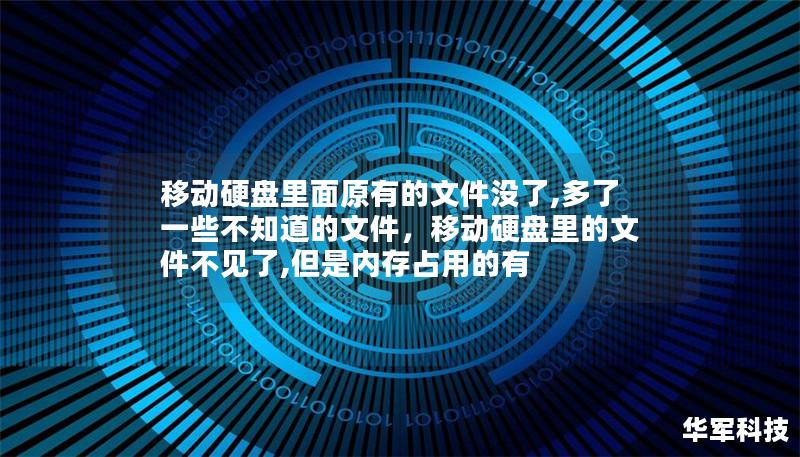 移动硬盘里面原有的文件没了,多了一些不知道的文件，移动硬盘里的文件不见了,但是内存占用的有